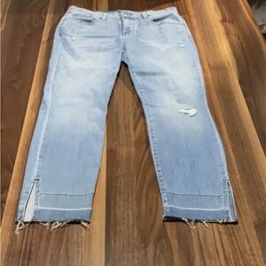 NYDJ Not Your Daughter’s Jeans Ami Platinum Distressed Skinny Ankle Size 10